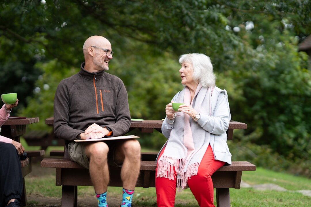 elderly person telling story