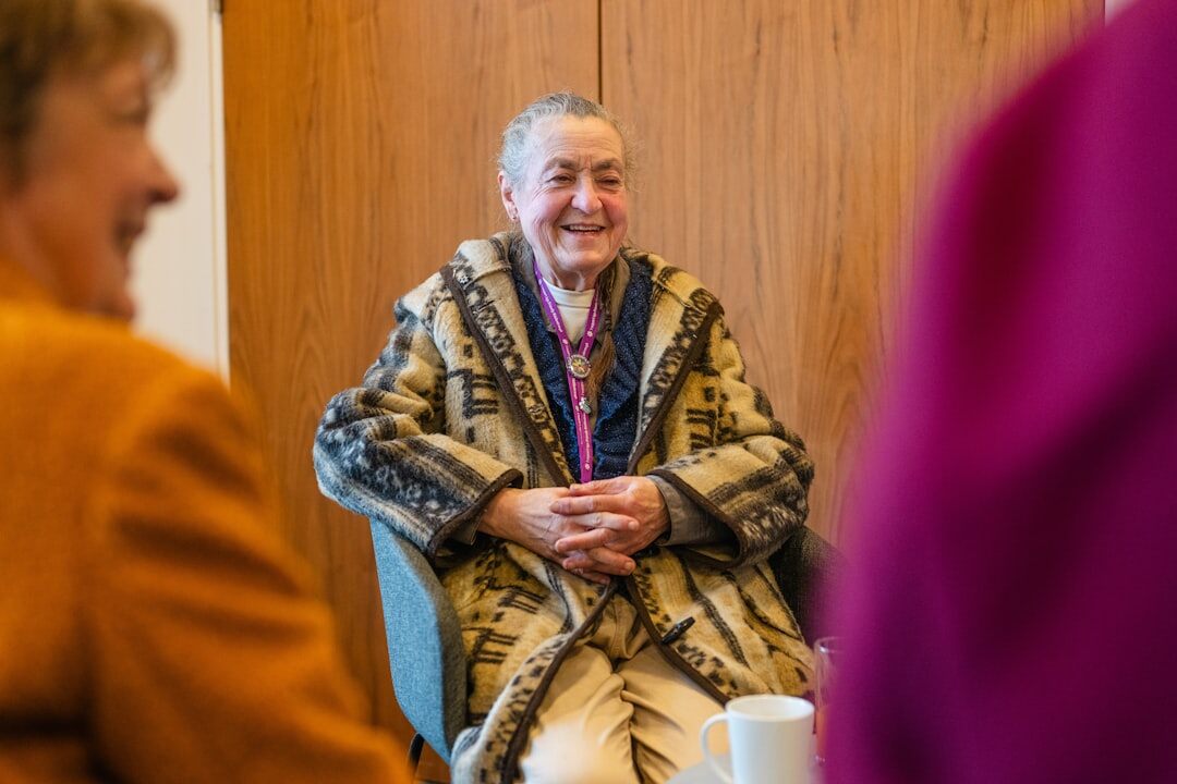 elderly person telling story