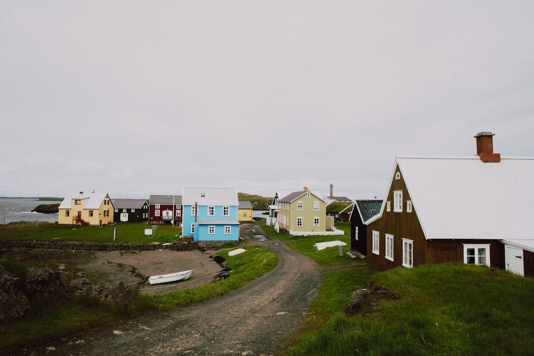 Danish coastal town with colorful houses